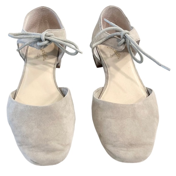 Seychelles Prospect Flats, Grey Neutral Suede Leather, Ankle Tie Rounded Toe - Picture 2 of 5